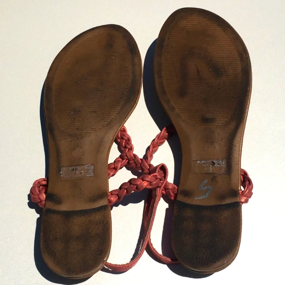 Braided Rope Goddess Rustic Sparkle Sandals Coral Tiara Los Angeles Size 9 Women